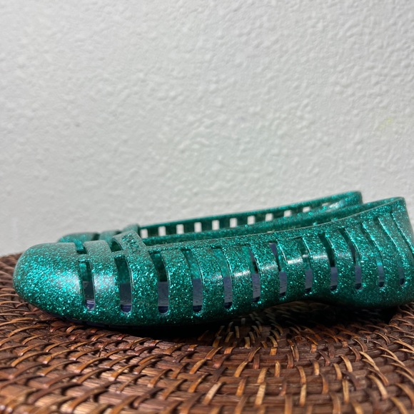 Crocs Adrina II Girl's Green Glitter Flat Shoes Jelly Ballet Size  3 - Picture 8 of 9